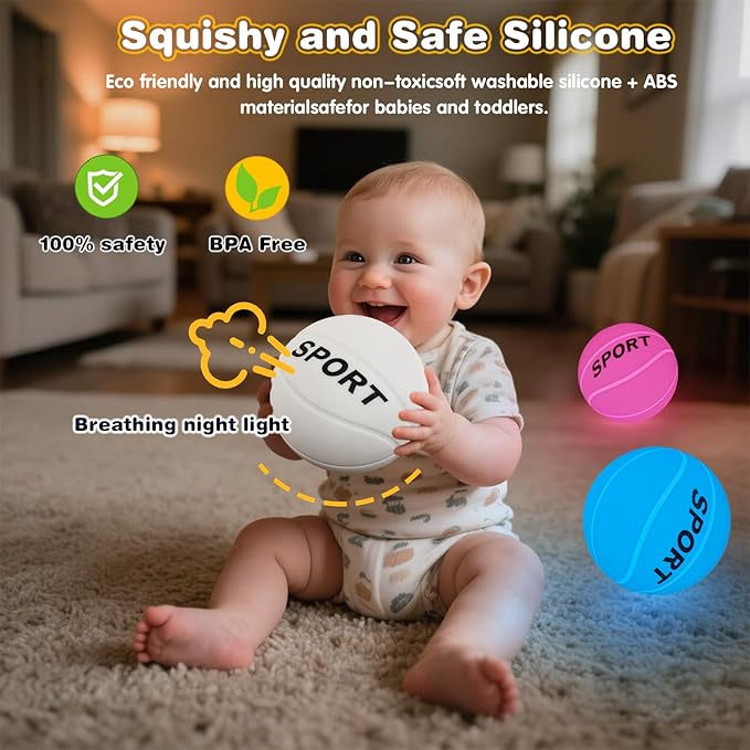 Silicone Night Light for Kids Lamp, 9 Colors with Remote Timer, Dimmable Rechargeable Baby Night Lights for Nursery, Battery Operated Lamp for Bedroom, Girls and Boys, Toddler, Baby Gifts (5.91)