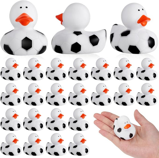 Deekin 50 Pcs Rubber Duck 2 Inch Bulk Sport Party Favors for Birthday Party Decorations Club Player Gift (Soccer)
