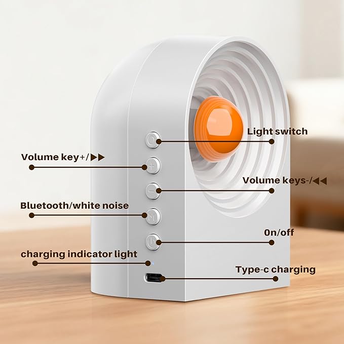 UNEEDE White Noise Sound Machine with Bluetooth Functionality, Night Light, Portable Bluetooth Speaker with Noise Canceling for Office & Sleeping, Meditation, Gathering (White)