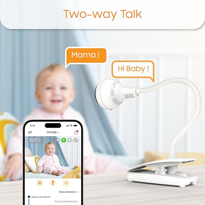 CHILLAX Giraffe Pro Portable Baby Monitor–Video Baby Monitor for Travel with Battery Base Stand,HD 1080p Camera and 5”Screen, Privacy Protection WiFi ON-Off Switch, Gooseneck Design, Night Vision