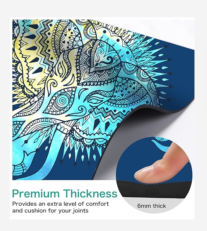 Non Slip Yoga Mat TPE Workout Mat for Men Women, Thick Workout Mat with Carrying Strap, Fitness Mats for Exercise, Yoga, Fitness, Pilates, Floor Workouts (72" x 24" x 6mm)