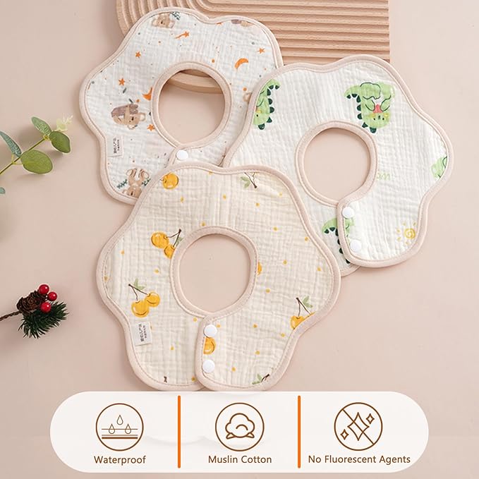 Baby Bibs Muslin Bibs 8 Pack for Drooling and Teething for Unisex Girls Boys