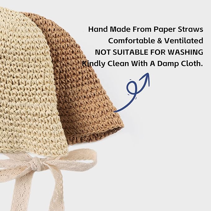 Baby Girl Straw Hat Outdoor Baby Sun Protection Hats Summer Bowknot Beach Cap for Infant Toddler Girls