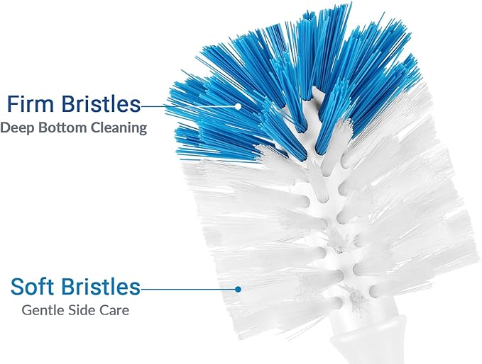 Bottle Brush Cleaner, Long Handle Bottle Brush with Dual Bristles for Water Bottles, Glassware, Mugs, Sports & Baby Bottles Cleaning, Blue 3 Pack