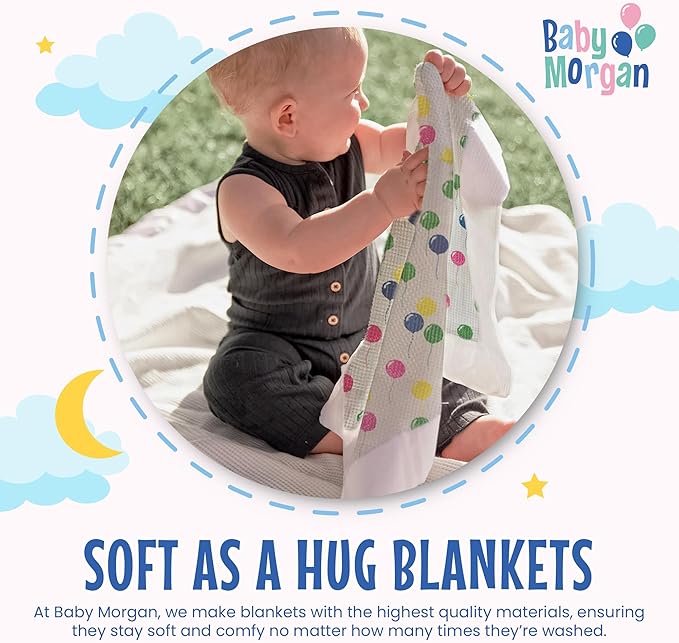 Thermal Waffle Knit Baby Blanket - Soft Breathable Mini Blanket for Newborns and Infants - Toddler Blankey for Strollers, Travel, Naptime and More - 18" x 20" (Balloon Multi, Satin Trim)