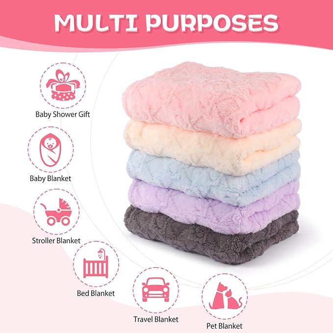 Ultra Soft Fleece Baby Blanket,Swaddle & Receiving Blankets for Newborn Infant, Lightweight Breathable Nursery Nap Blanket for Crib Stroller, for Girls Heart Checkered 30"x40" Light Pink