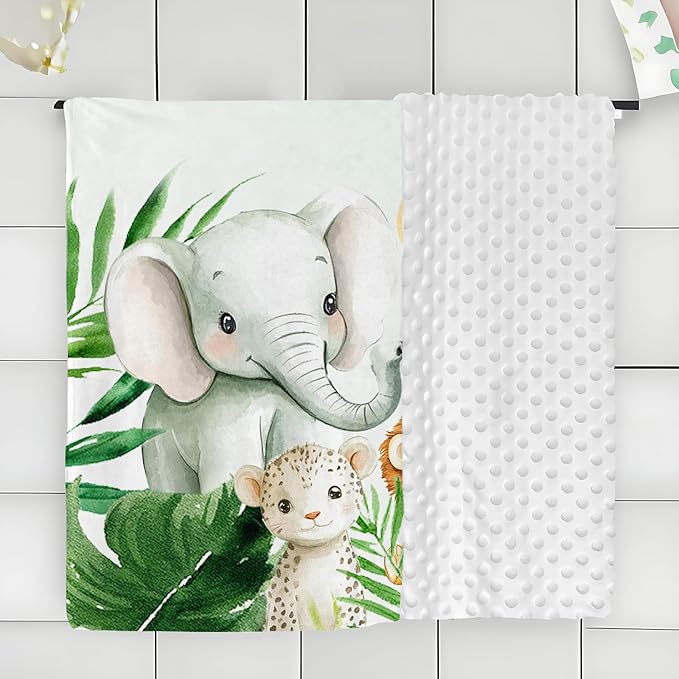 Personalized Baby Blankets for Girls & Boys - Super Soft Easter Blanket with Thick Double-Layer Dotted Backing, Personalized Baby Gifts for Baby Shower from Grandma (Green-A, Customize Now)