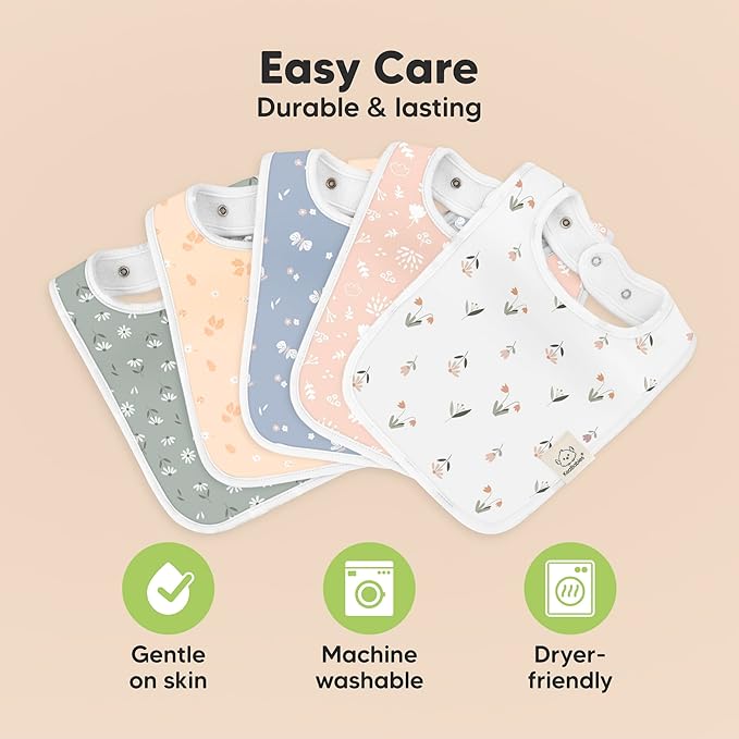 KeaBabies 8-Pack Organic Baby Bibs for Boys, Girls - Super Absorbent Cotton Drool Bibs for Baby Girl & Boy, Teething Toddler, Drooling Newborn, Ultra Soft & Machine Washable (Lunaris)