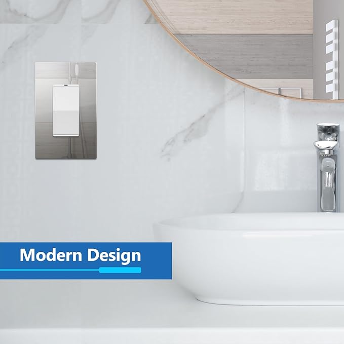 LIDER Decorator Wall Plate, Impact Resistant, Mirrored Acrylic, Plexiglass, Reflective Finish, Modern Upgrade, Screwless Light Switch/Outlet Cover, Mid-Size 1-Gang 4.88" x 3.11", Silver