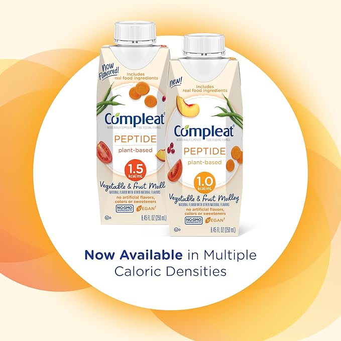 Nestle Compleat Peptide 1.0 Tube Feeding Formula Vegetable/Fruit Medley Flavor 250 mL Carton 24 Ct