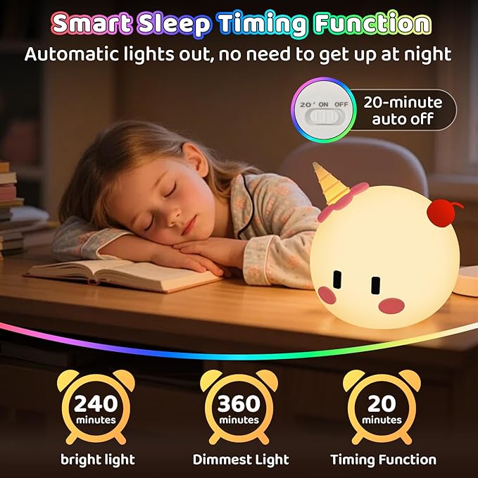 Monster Night Light for Kids, 8-Color Modes & Voice Controlled Light Lamps, Cute Soft Touch Silicone Portable Rechargeable Touch Nightlight for Breastfeeding, Bedroom Decor, Boys and Gifts for Girls