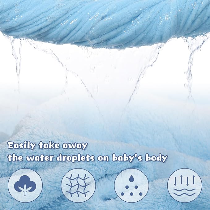 Baby Towels with Hood for 1-6, 2-Pack Toddler Bath Towel with Animal Face Soft Absorbent,Premium Coral Fleece Ultra Absorbent Thick Shower Gift for Kids Infant,White Cow &Blue Penguin Set