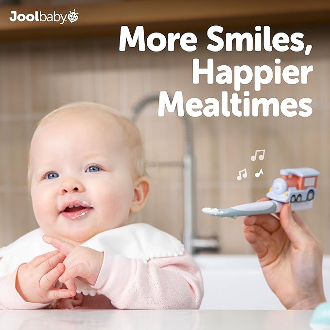 Jool Baby Musical Baby Spoons, 3 Spoons + Plane with Fun Sounds - Multi-Stage Spoon for Infant Feeding & Training Babies 6+ Months to Self-Feed