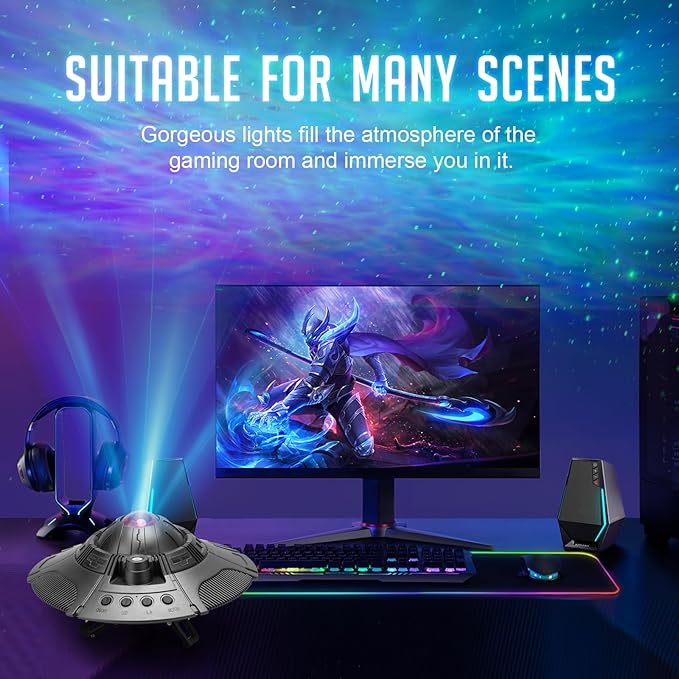 UFO Galaxy Projector, LED Lights for Bedroom, Star Projector, Night Light for Kids and Adults, Starry Nebula Ceiling LED Lamp, Room Decor Aesthetic, Gifts for Christmas, Birthdays, Valentine's Day