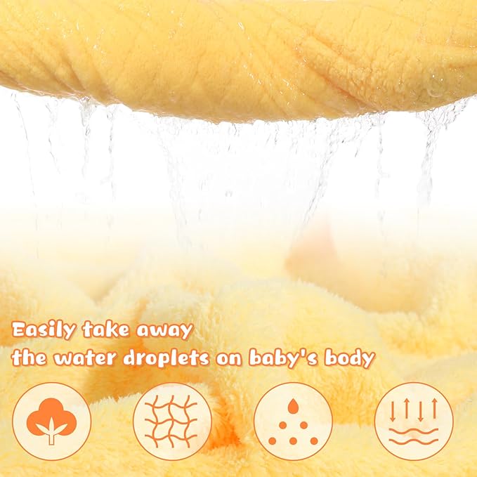 Toddler Bath Towel with Animal Hood for 0-5 Years,2 Pack Coral Fleece Bath Towels with Large Size 50 in*32 in,Ultra Absorbent Thick Soft for for Baby Kids Chirdern, Blue Elephant & Yellow Lion