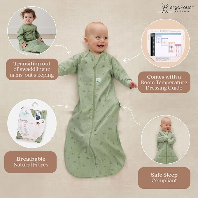 ergoPouch Jersey Sleeping Bag 3.5 TOG – Arms-Out Baby Sleep Sack, Ideal Transition from Swaddling, Slim Fit Keeps Baby Secure & Comfortable, Soft Breathable Fabric (8-24 Months, Daisies)