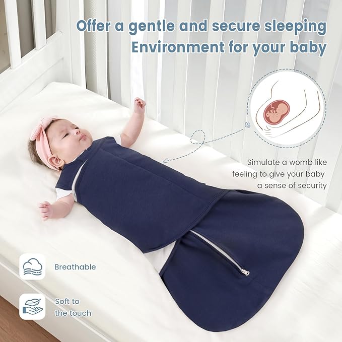 ZIGJOY Sleep Sack Swaddle 1.0 Tog Baby Wearable Blanket 100% Cotton Baby Swaddle Blanket for Newborns 0-6 Months Space&Blue