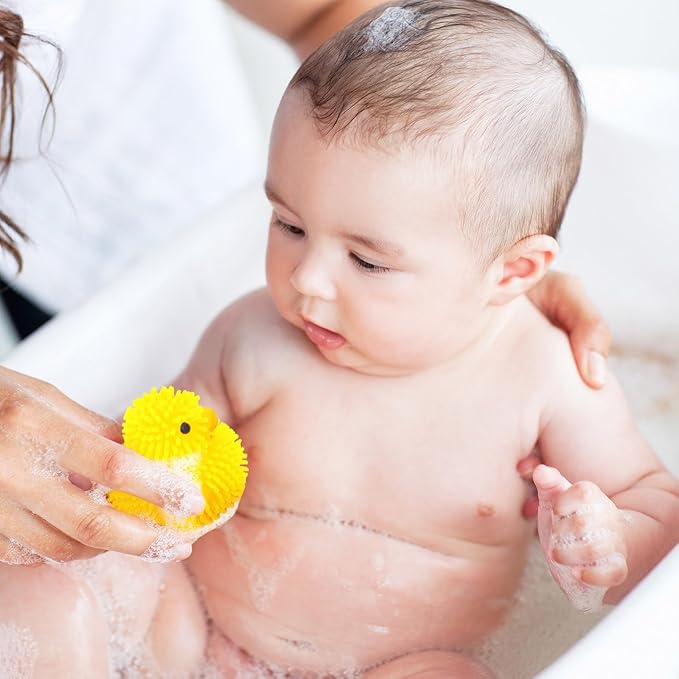 18Pcs LED Light Up Rubber Duck,Puffer Ball Flashing Bath Ducks,Glow Toy Mardi Gras Rubber Ducks Cute Ducklings are Suitable for Birthday Party Gift,Summer Beach Activities,Classroom Prizes,Bath Toy