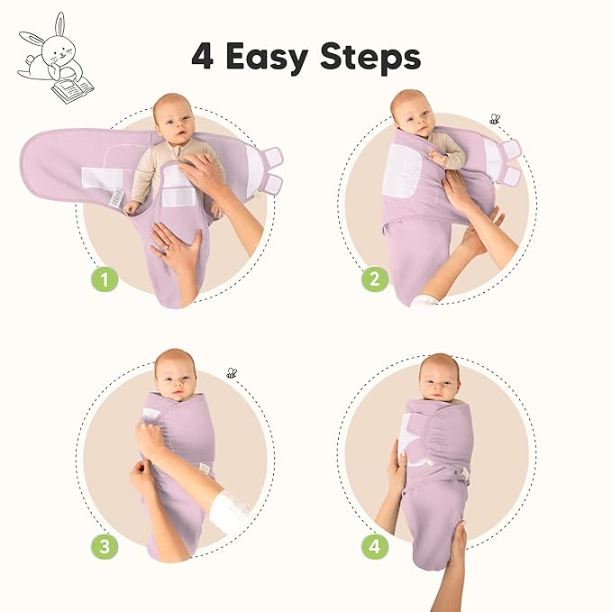 3-Pack Organic Swaddles for Newborns, Baby Sleep Sacks 0-3 Months - Baby Swaddle Wrap, Newborn Wearable Blanket, Infant Sleep Sack for Girls, Boys, Soft & Snug, Large Hook & Loop Closure (Vivacious)