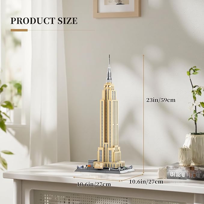 Empire State Architecture Building Blocks Sets New York City Skyline Architecture Model Kits New York Landmark Skycraper Toys Gift for Adults Kids Teens 1559 PCS
