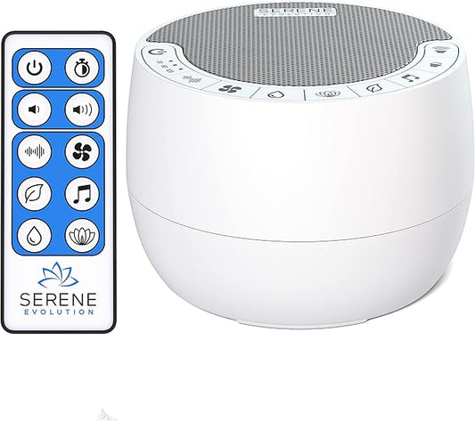 Serene Evolution White Noise Sound Machine with Remote Control - 70 Sound Options for Sleeping Adults and Babies - White Noise Machine for Office Privacy, Noise Canceling with Ocean and Rain Sounds