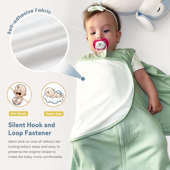 ZIGJOY Sleep Sack Swaddle 1.0 Tog Baby Wearable Blanket 100% Cotton Baby Swaddle Blanket for Newborns 6-12 Months Green&Tropical Rainforest