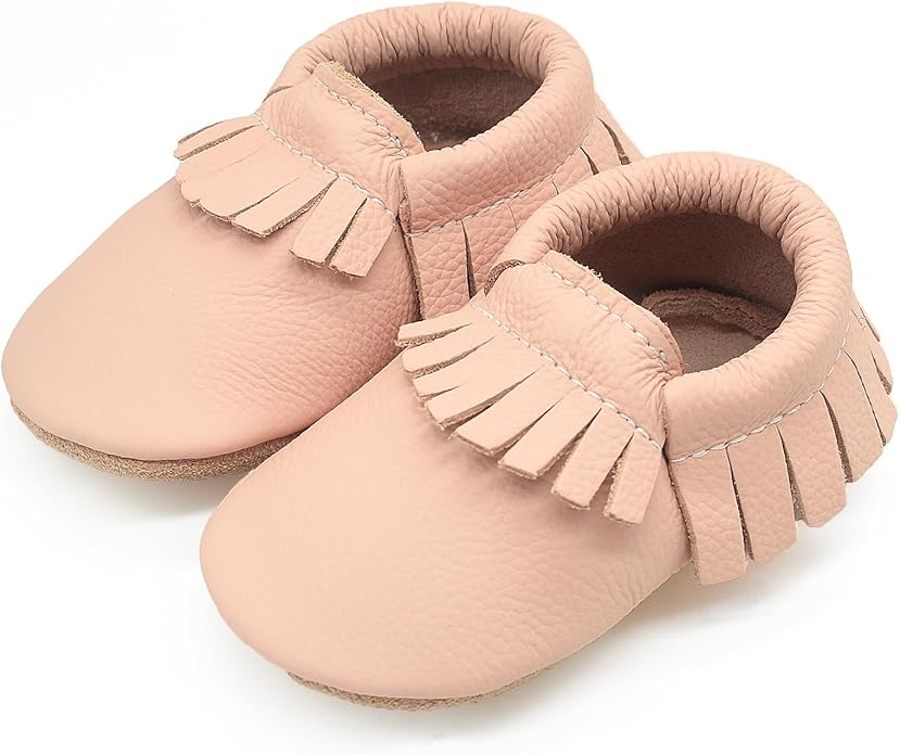 OWLOWLA Baby Moccasins Soft Sole Leather Baby Shoes Infant Toddler Pre-Walker Shoes Baby Boy Girl