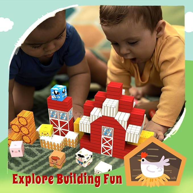 Allenjoy 80PCS Fall Autumn Farm Theme Magnetic Blocks STEM Educational Magnet Building Set for Kids Ages 3+ Creative Birthday