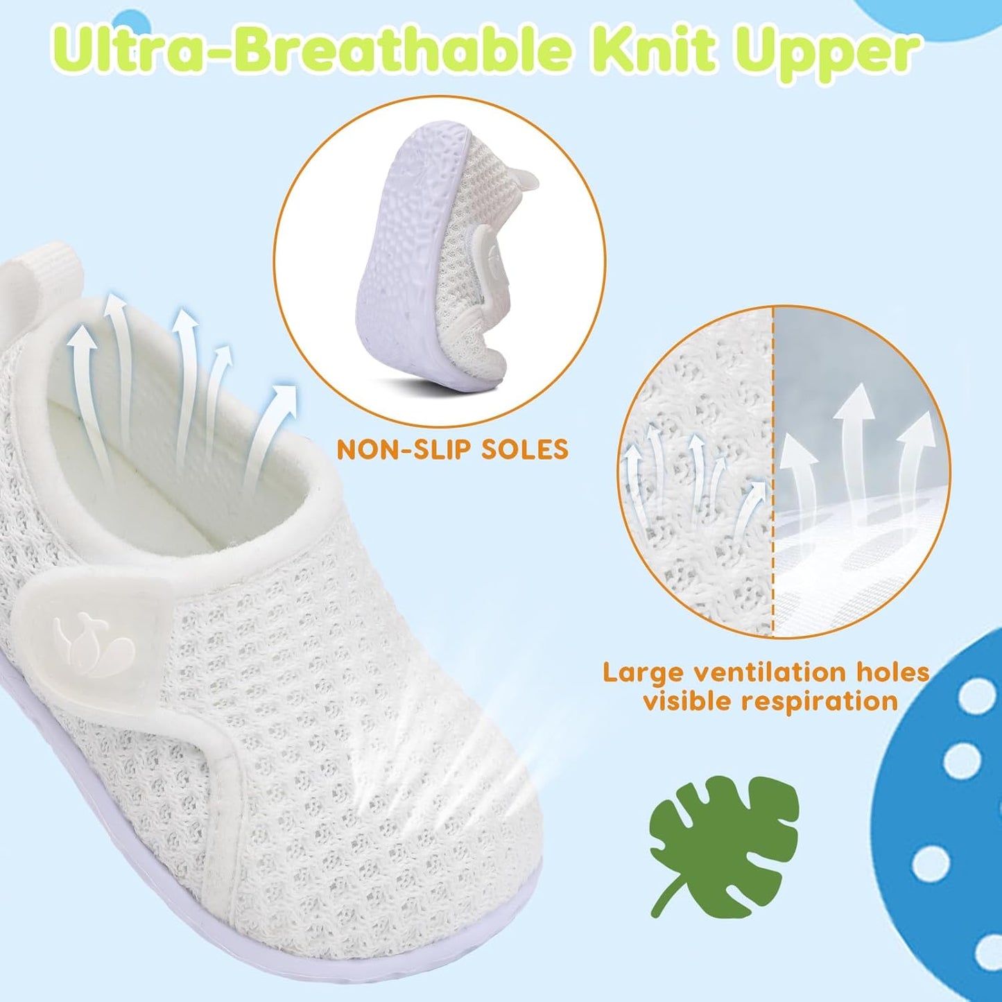 FEETCITY Baby Boys Girls First Walking Shoes Infant Sneakers Crib Shoes Breathable Lightweight Slip On Shoes