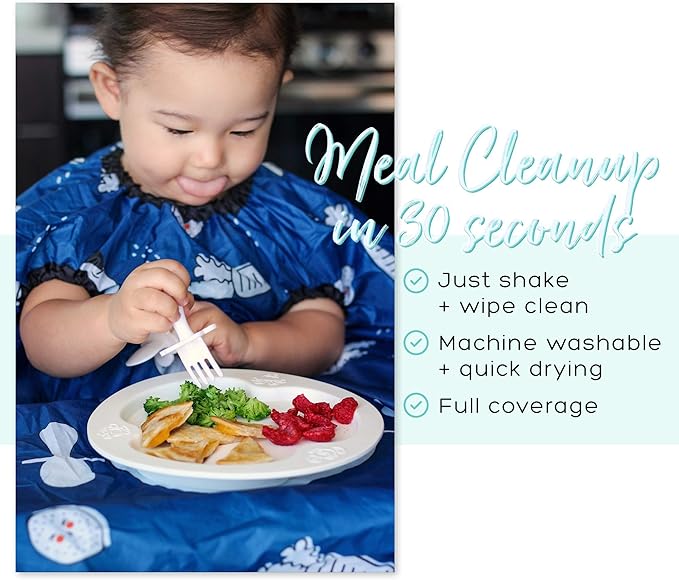 grabease Allover Waterproof Bib for Self-Feeding Infants and Toddlers, Machine Washable, Ages 6-24 Months