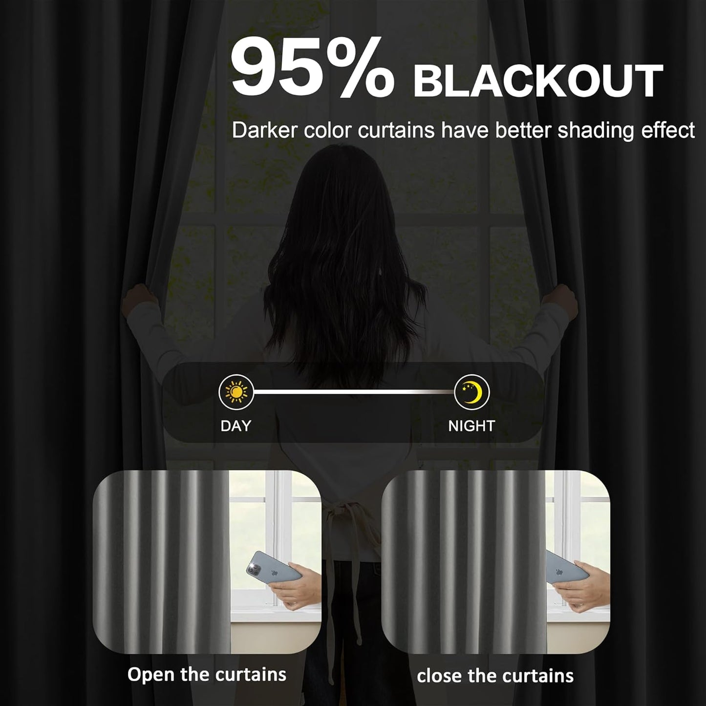 KEQIAOSUOCAI Grey Pinch Pleat Curtains & Drapes 132 Inches Long 2 Panels Set, Privacy Darkening Sound Dampening Window Treatment for Bedroom Vertical Draft Blackout Blinds for Living Room 40 by 132