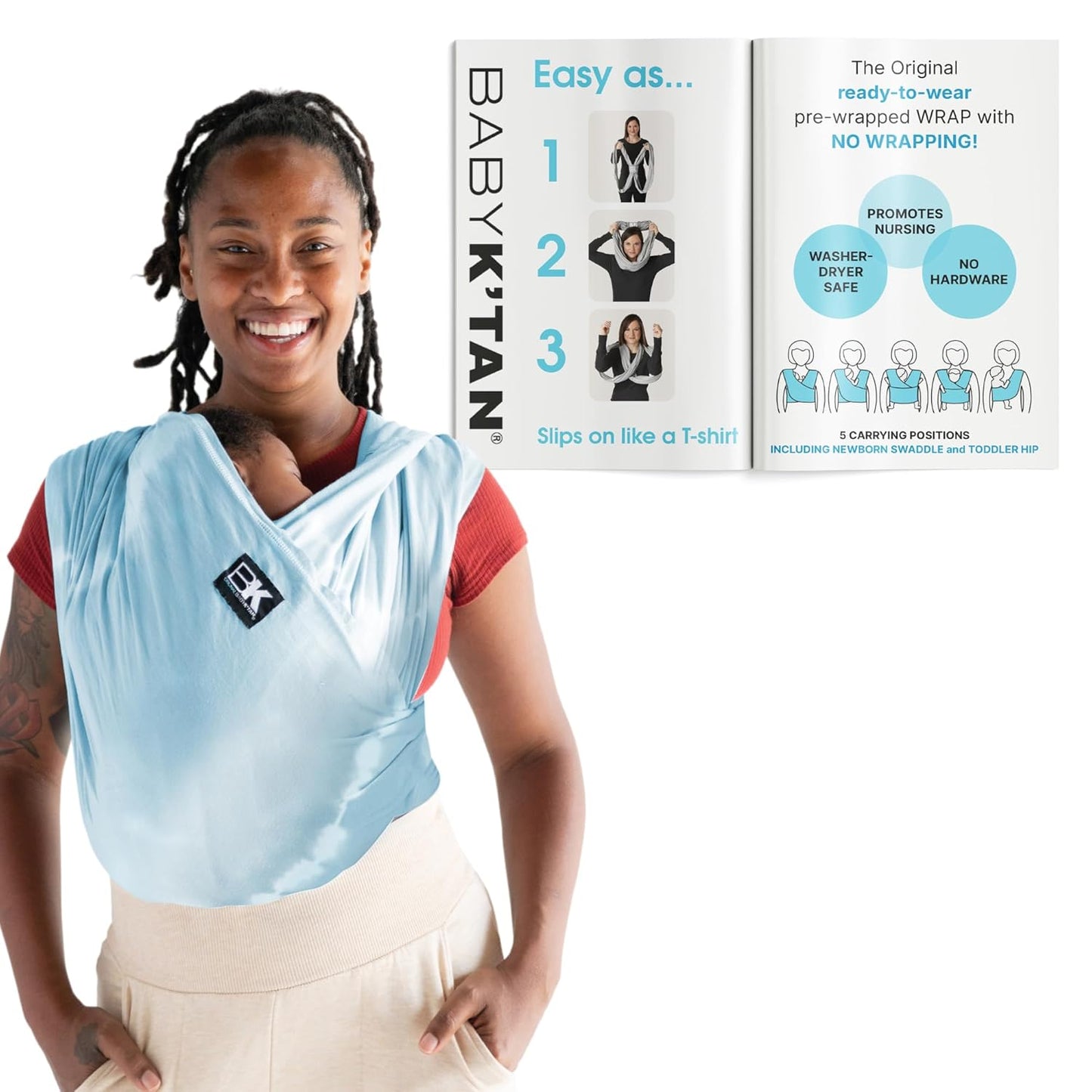 Original Baby K'tan Baby Carrier: #1 Easy Pre-Wrapped, Soft, Slip-On, No Rings, No Buckles | 5 in 1 Baby Sling Gift | The Best Hands Free Infant Wrap For Newborn to Toddler up to 35lb (See Size Chart)