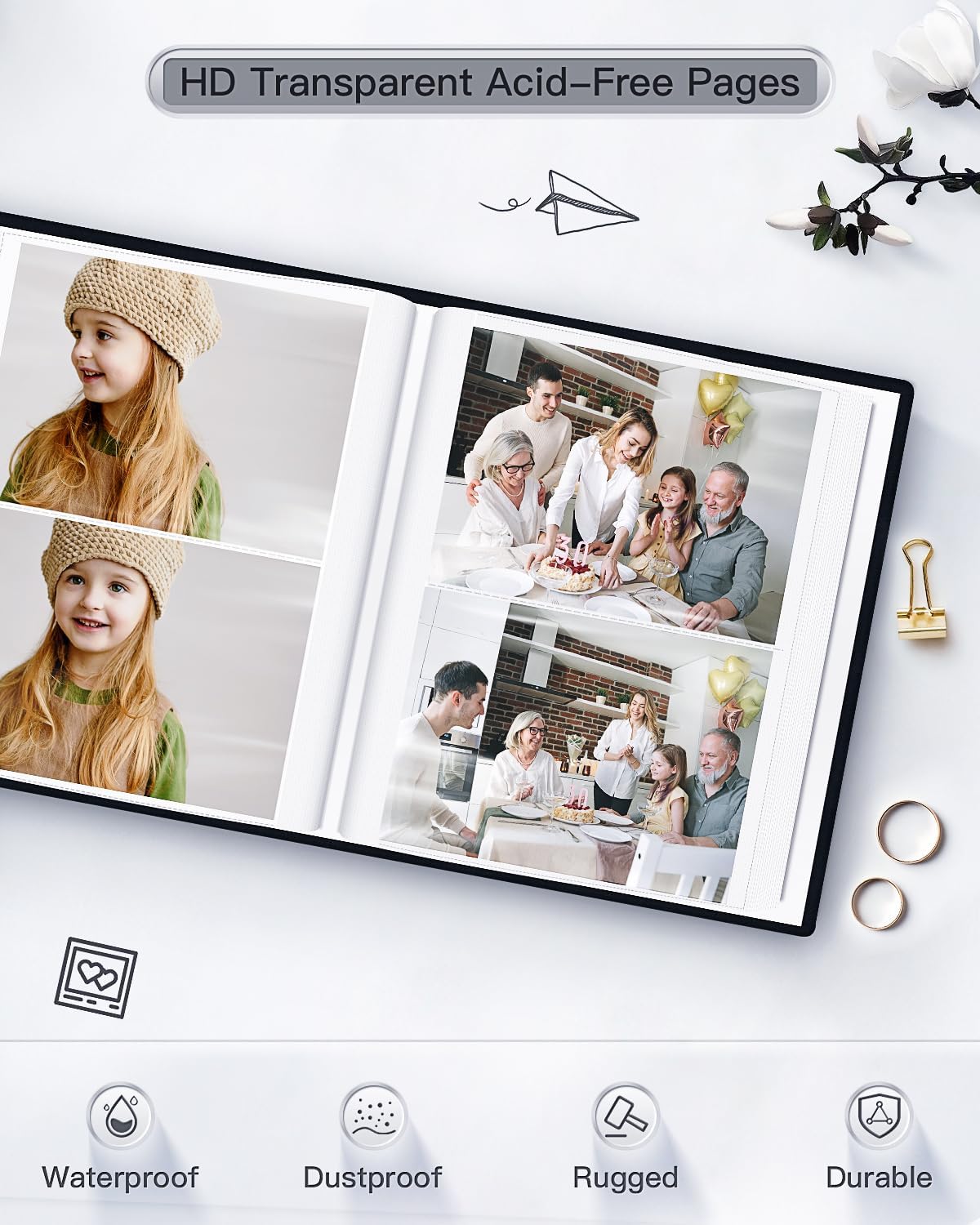 popotop Photo Album 4x6-200 Photos Photo Books with 200 Horizontal Pockets,Linen Cover Albums for Family Wedding Anniversary Baby Vacation Pictures