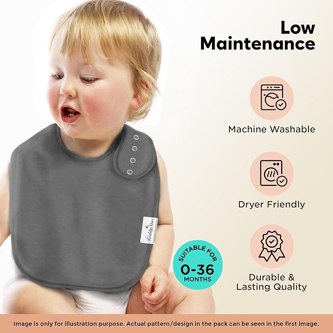 Organic Cotton Baby Bibs for Boys & Girls – Soft, Absorbent Teething & Drool Bibs - Adjustable Snaps for Toddlers