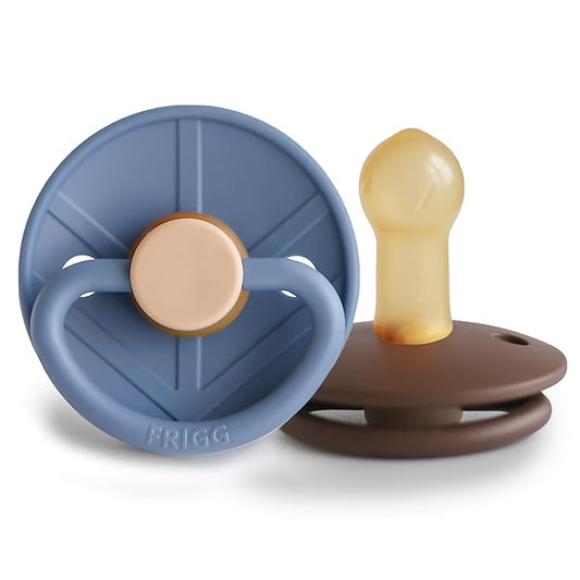 FRIGG Little Viking Natural Rubber Baby Pacifier 2-Pack | Made in Denmark | BPA-Free (Ocean View/Cocoa, 6-18 Months)
