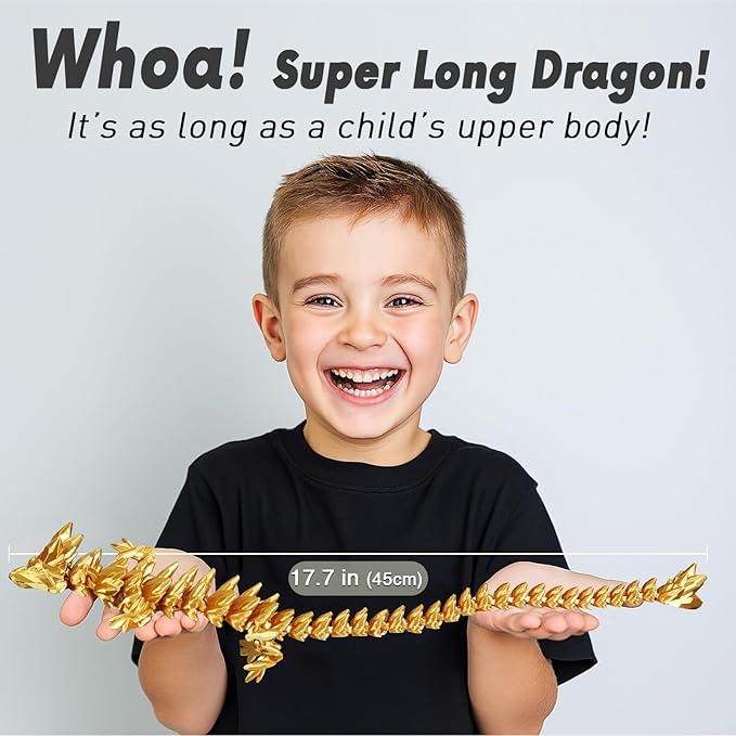 Large Dragon Eggs with Dragon Inside, 3D Printed Surprise Funny Gifts for Kids, Articulated Dragon Fidget Toys for Adults, Executive Desk Toys Office Room Décor (Shiny Black)