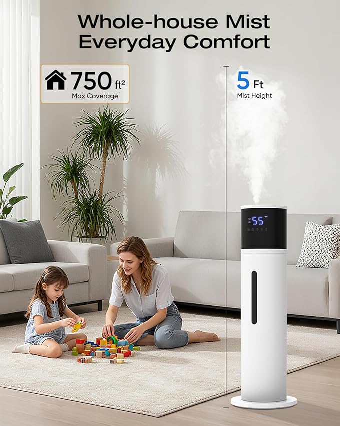 13L Humidifier Large Room, 100H Runtime 28 dB Quiet Cool Mist Air Humidifiers for Bedroom, Baby Nursery, Living Room