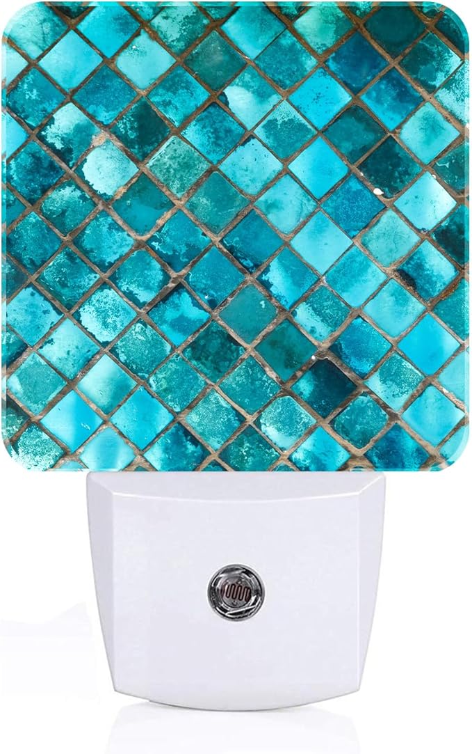 Turquoise Blue Night Light,Plug Into Wall Decor for Stairway,Hallway,Kitchen,Dusk to Dawn Sensor Nightlights for Boys/Girls/Women/Men Room Gifts