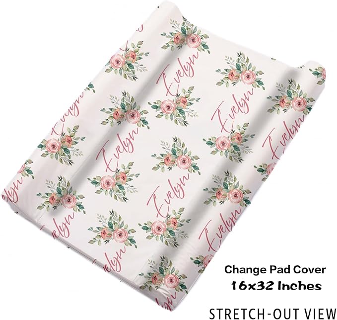 Custom Nursery Crib Bedding Set: Personalized Name 4 Piece Floral Highland Cow Design Baby Crib Sets for Girls - Toddler Double Layer Blanket Set, Comfortable Crib Bed Sheets for Baby Toddlers