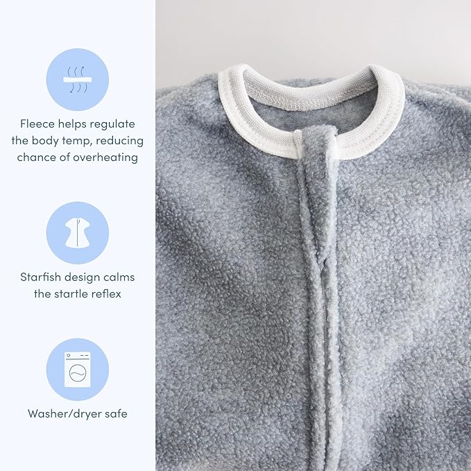 SleepingBaby Zipadee-Zip Transition Swaddle - Cozy Fleece Wearable Blanket with Two-Way Zipper for Baby Sleep - Lavender, Medium (6-12 Month)