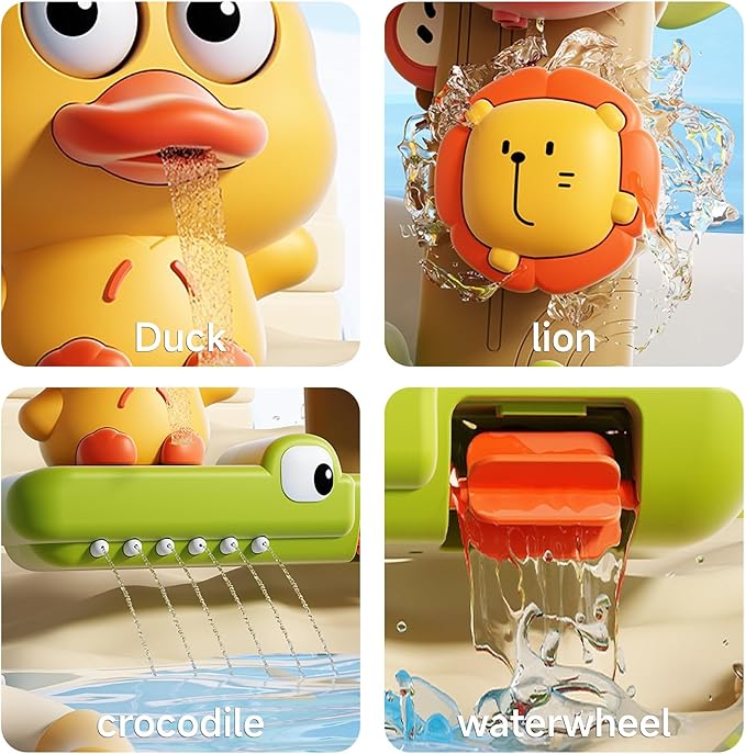 OR OR TU Bath Toys Bathtub Toys for Baby Toddler Waterfall Spinning Gears 4pcs Wind-up Swimming Bath Toy No Battery Water Toy for Kids 18M+