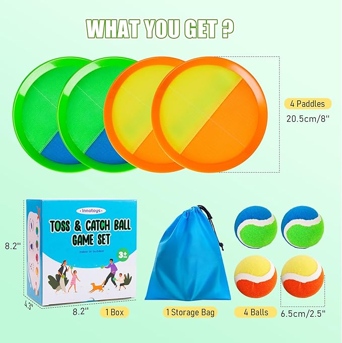 Toss and Catch Ball Game - Ideal Outdoor Beach, Pool & Yard Toy for Toddlers and Kids Ages 4, 5, 6, 7, 8+, Perfect for Boys Girls - Great Birthday Gift & Easter Basket Stuffer