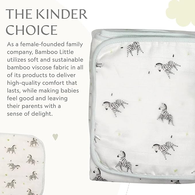 Bamboo Viscose Baby Hooded Towel & Washcloth Set for Babies and Toddlers, Soft & Absorbent, 70% Viscose from Bamboo, 30% Cotton Muslin - Imported (Zebra)