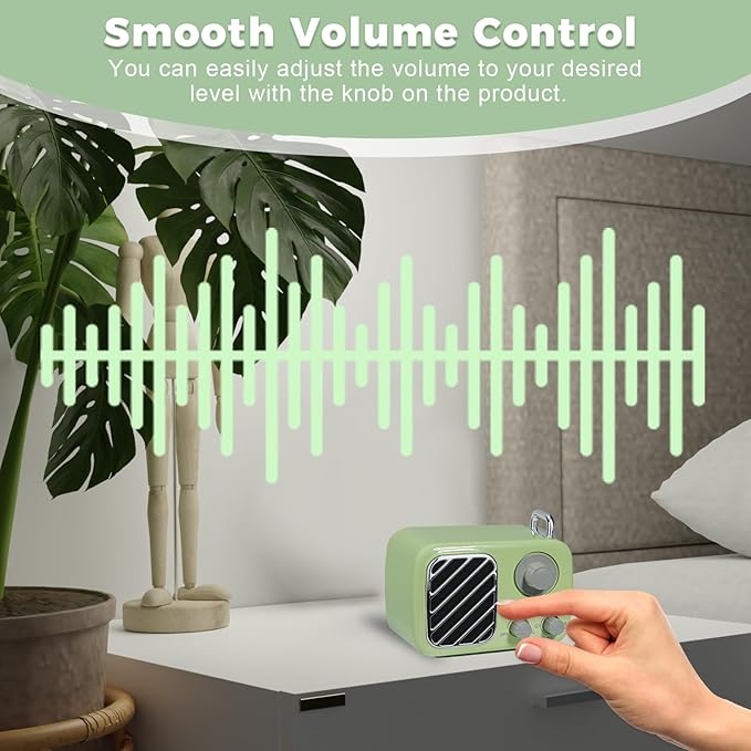 Vintage Style White Noise Machine with 16 Soothing Sounds – Portable Sleep Sound Device with Timer & Adjustable Volume for Baby, Kids, Adults, Travel & Office (Sprout Green, Portable)