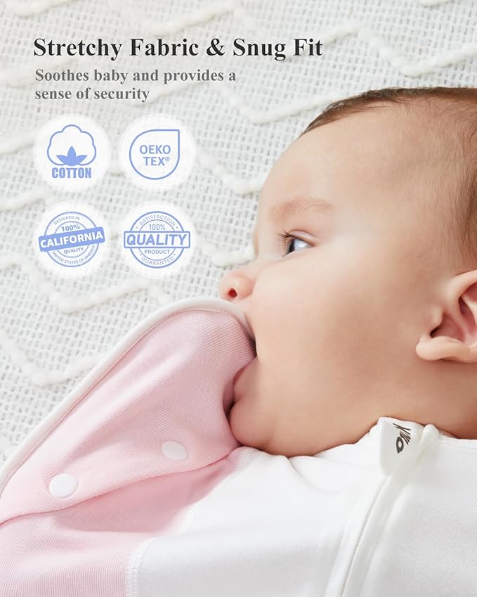 Transition Baby Swaddle 3-6 Months 12-18 lb, Arms In/Out Swaddle Sleep Sack with 2-Way Zipper Moisture-Wicking Fabric, Improves Sleep Snug Fit Helps Calm Startle Reflex,1Pack,Pink