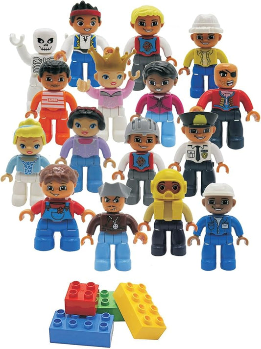People Figures for Kids - Preschool Toys Building Blocks People Set for Kids - Compatible with Major Brands Building Blocks for Toddlers 1-6 - STEM Building Toys - (16 Toy Figures People)
