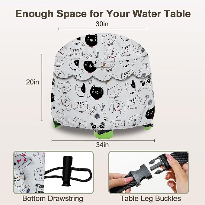 Kids Water Table Cover Fit Little Tikes Fish 'n Splash Water Table, Waterproof Dust Proof Outdoor Toys -Cover only,34"Dx20"H (Pets)