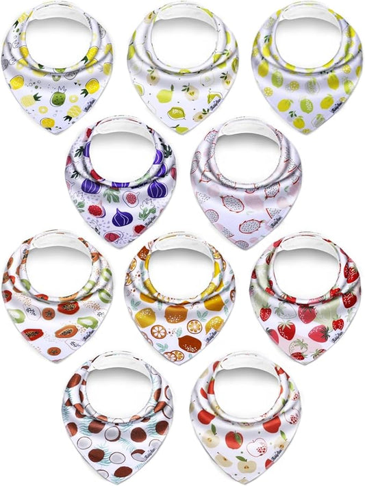 Organic Cotton Baby Bibs for Boys & Girls – Soft, Absorbent Teething & Drool Bibs - Adjustable Snaps for Toddlers