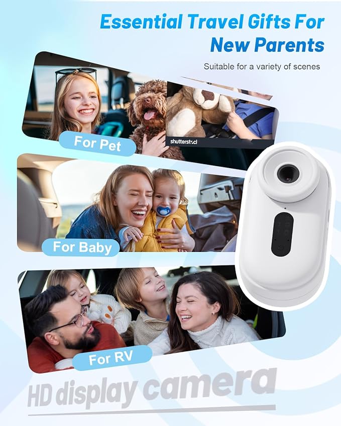 Wireless Baby Car Camera for Newborn Essentials with Auto Night Vision, HD 1080P Car Baby Monitor with 4X Zoom, Easy Install 360° Rotatable Rear Facing Carseat Mirrors