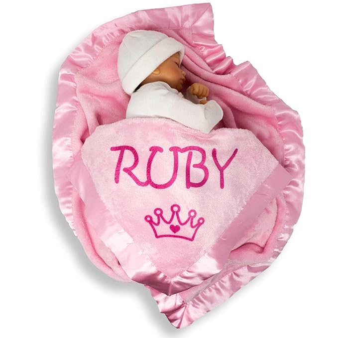 Custom Catch Personalized Princess Baby Blanket for Girl - Newborn or Infant Name Gift - Pink or Blue (1 Text Line)